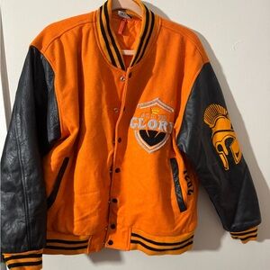 Orange and Black Varsity Jacket